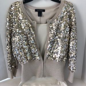 WHBM Sequined Sweater Jacket w/ Camisole sz small